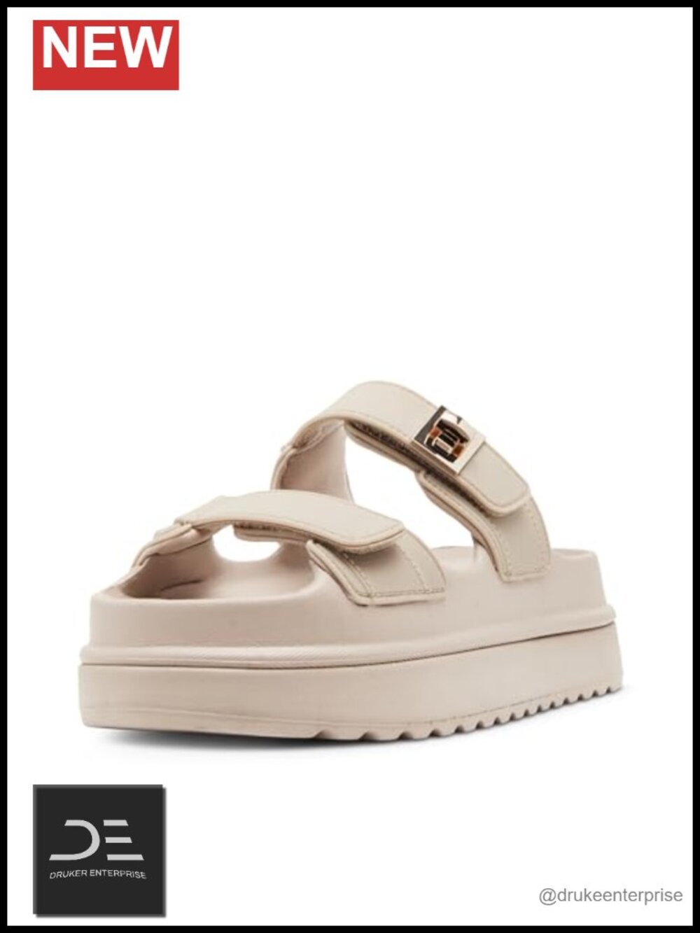 Platform Sandals Women True to Size Double Velcro Strap 2 Inch Heel